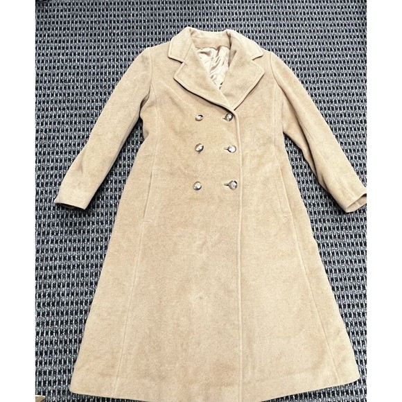Saks Fifth Avenue Regency Camel Hair Double Breasted Tan Coat Vintage Sz Small - Picture 2 of 11